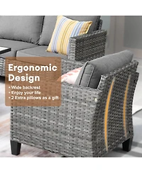 Xizzi Patio Furniture Set 7 Piece High Back Sofa Outdoor Conversation Sets All Weather Wicker Rattan Sectional Couch and Chairs Garden Backya