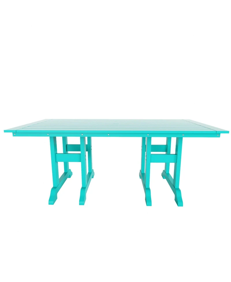 7-Piece Hdpe Rectangular Patio Dining Table Set with Foldable Chairs
