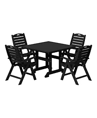 5-Piece Hdpe Square Patio Dining Table Set with Foldable Chairs