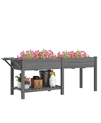 Outsunny Raised Garden Bed, Wood Raised Planter with Liners,