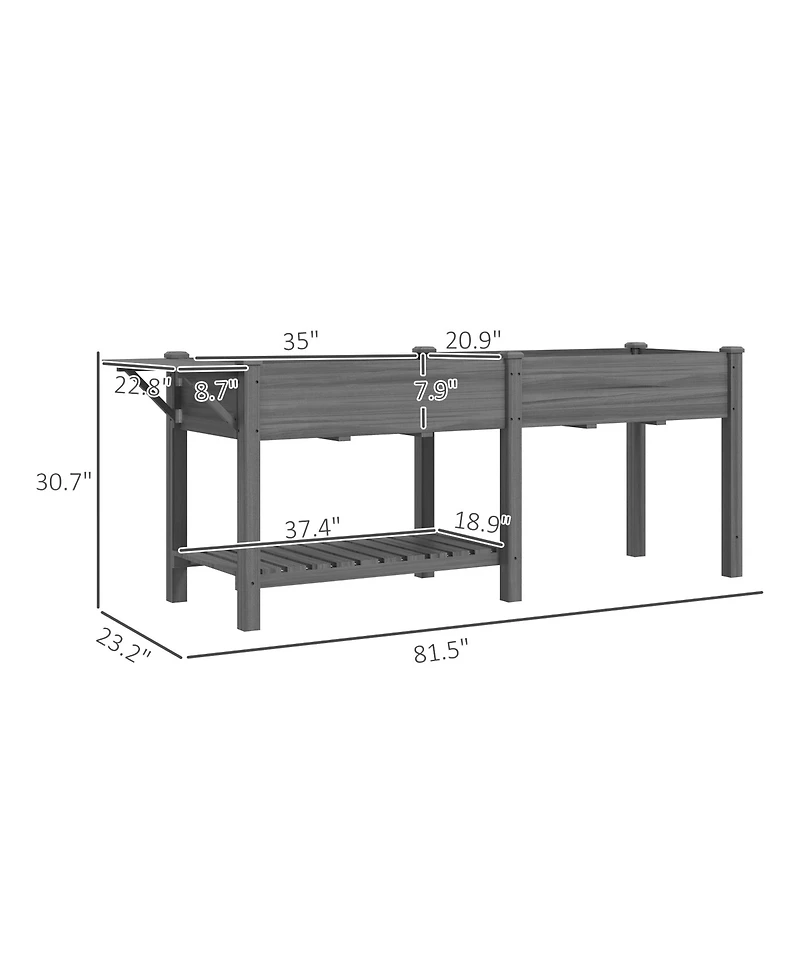 Outsunny Raised Garden Bed, Wood Raised Planter with Liners,