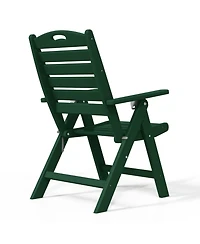 5-Piece Hdpe Square Patio Dining Table Set with Foldable Chairs