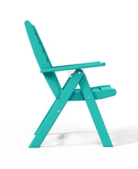 5-Piece Hdpe Square Patio Dining Table Set with Foldable Chairs