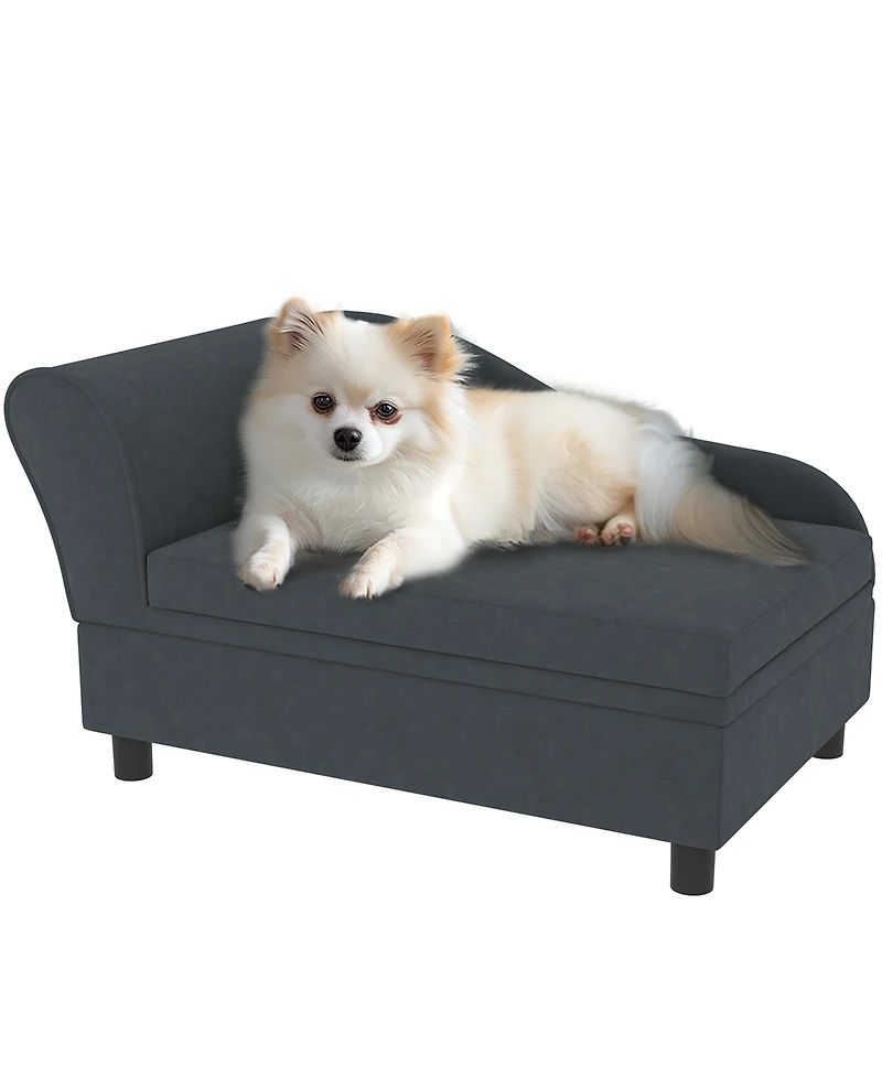 PawHut Luxury Small Dog Bed Couch W/ Storage, Little Sofa