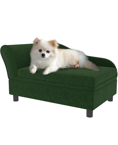 PawHut Luxury Small Dog Bed Couch W/ Storage, Little Dog Sofa