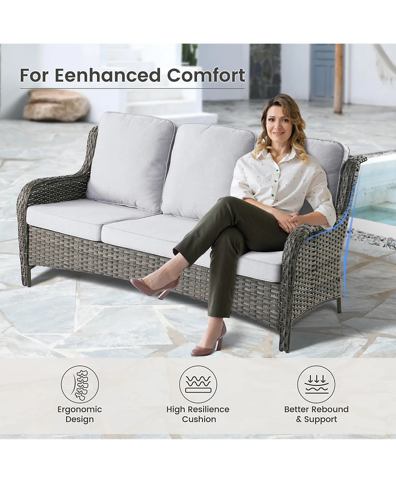 Xizzi 6 Pcs Outdoor Patio Furniture Set,High Back Sofa and Swivel Chairs Set