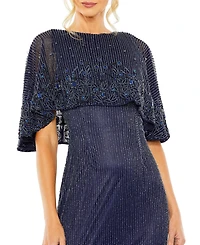 Mac Duggal Women's High Neck Column Gown With Embellished Cape
