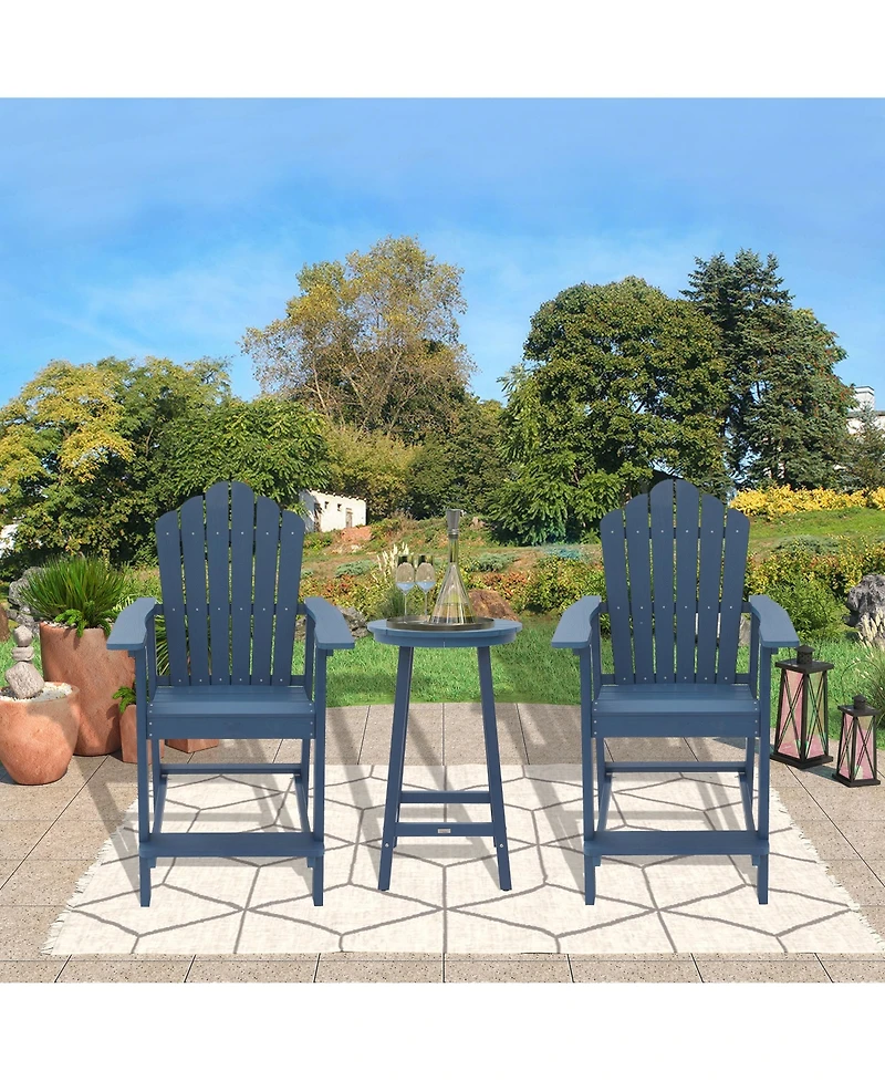 Tall Adirondack Chair Patio Chairs Barstools Outdoor Furniture Balcony for Backyard Garden Patio, Blue