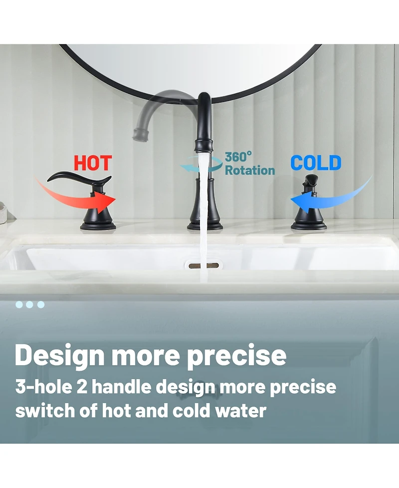 2 Handle Bathroom Faucet 3 Hole Sink with Pop-up Drain Vanity Faucets, Brushed Nickel