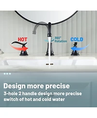 2 Handle Bathroom Faucet 3 Hole Sink with Pop-up Drain Vanity Faucets, Brushed Nickel