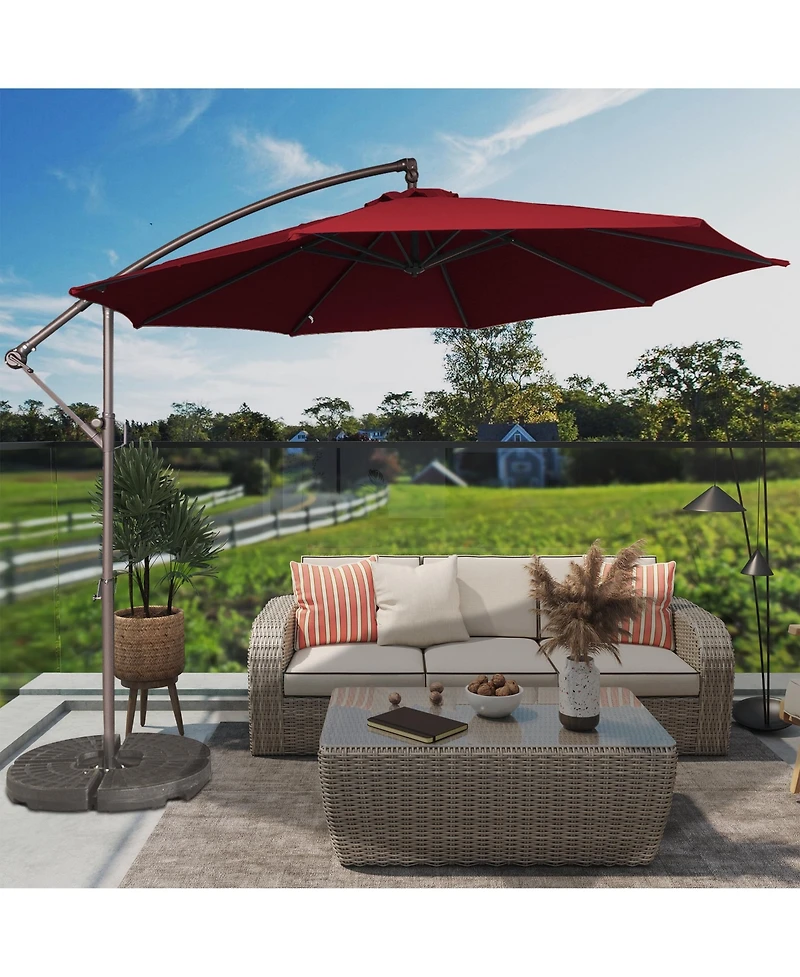 Mondawe 10 Ft Outdoor Cantilever Uv Protective Patio Offset Umbrella for Balcony