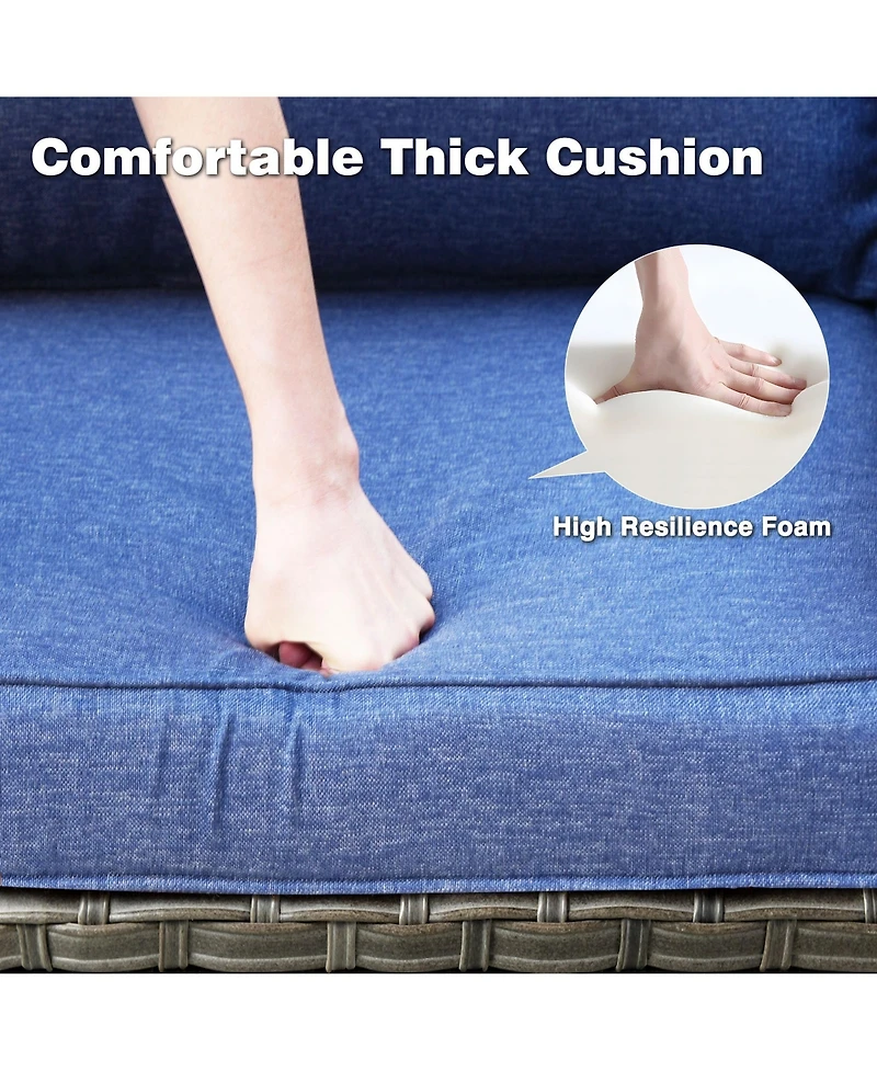 Xizzi Patio Furniture Sets Outdoor Swivel Rocking Chairs with 50,000 Btu Propane Fire Pit Table 7 Pieces All Weather Pe Wicker Conversation Sofa and M