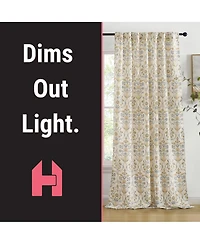 Hlc.me Clara Floral Damask Patterned Window Back Tab Rod Pocket Curtains Bedroom