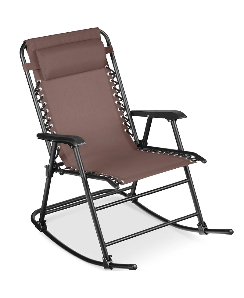 Best Choice Products Folding Outdoor Zero Gravity Rocking Lounge Chair w/ Headrest Pillow