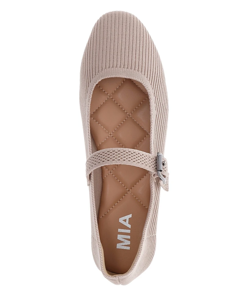 Mia Women's Brita Mary-Jane Round Toe Knit Flats