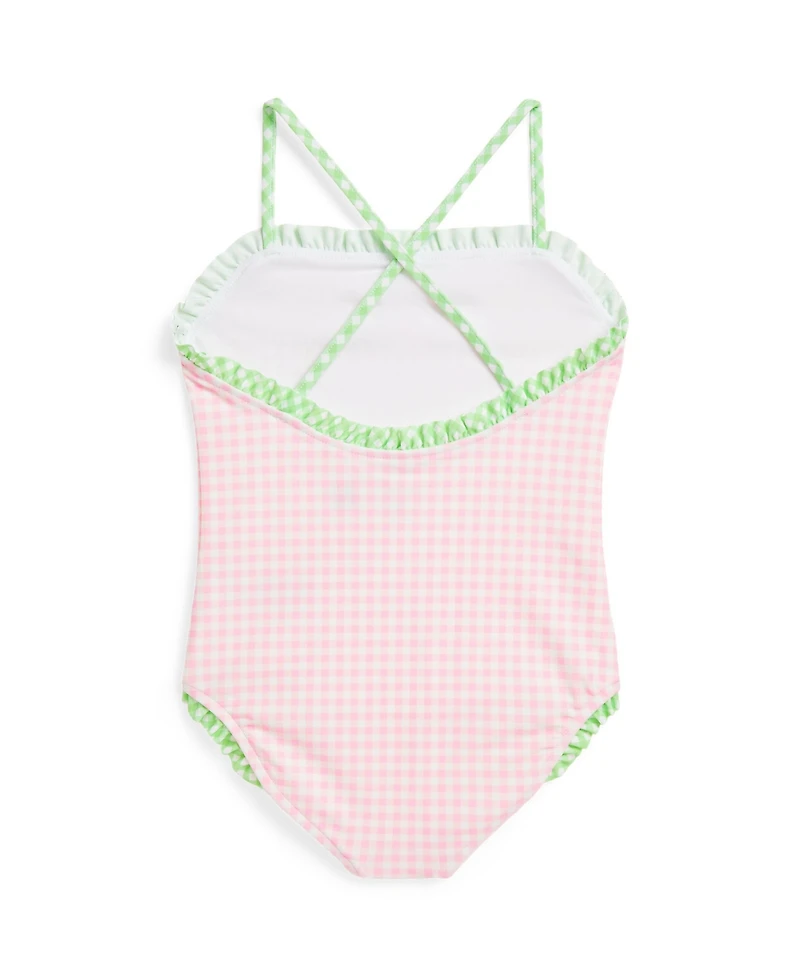 Polo Ralph Lauren Toddler and Little Girls Gingham Ruffled One-Piece Swimsuit