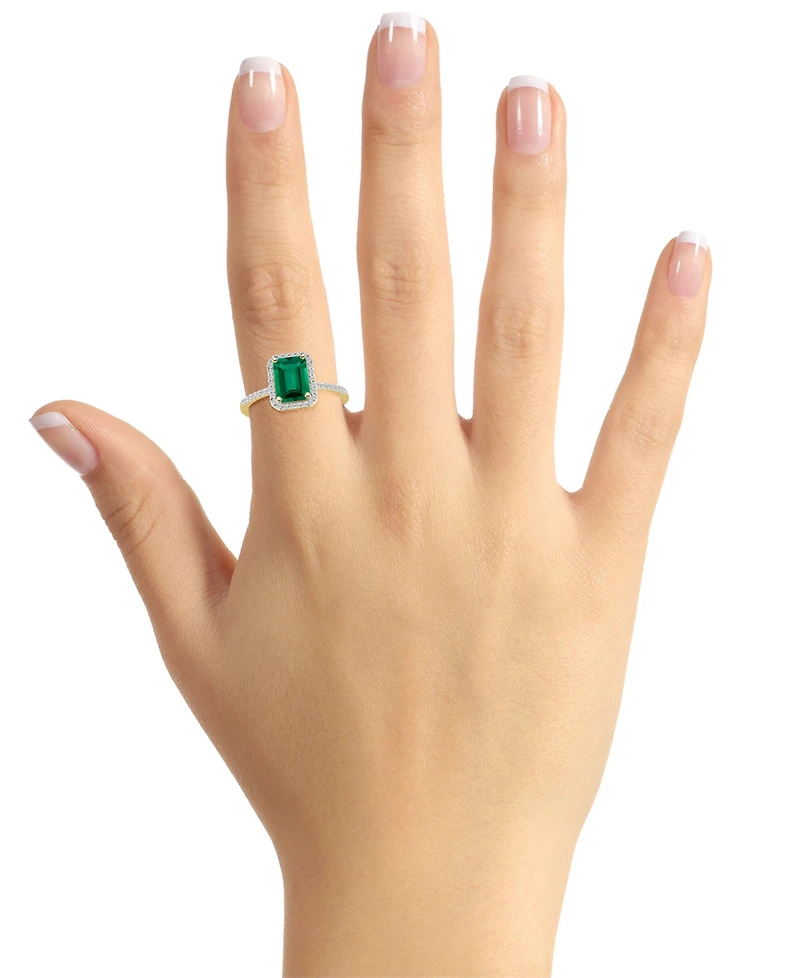 Blue Topaz (2 ct. t.w.) & Lab Created White Sapphire (1/4 Statement Ring 10k Yellow Gold