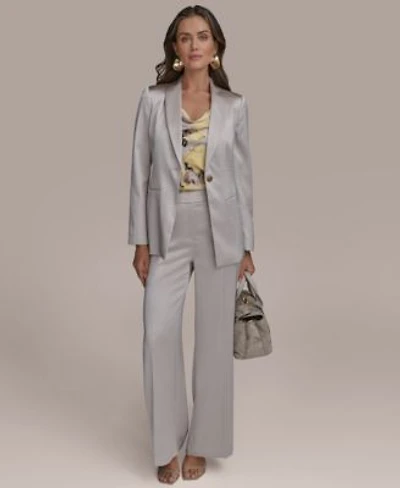 Donna Karan New York Womens Satin One Button Blazer Wide Leg Pants