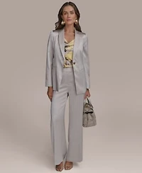 Donna Karan New York Womens Satin One Button Blazer Wide Leg Pants
