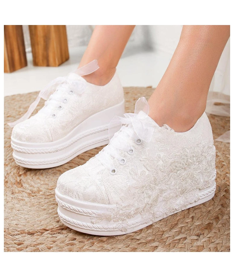 Claudine Lace Bridal Platform Sneakers