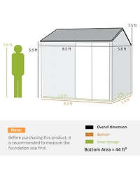 Outsunny 8' x 6' Metal Garden Storage Shed W/ Windows & Vents,