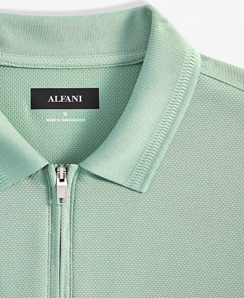 Alfani Men's Ottoman Short Sleeve Textured Quarter-Zip Polo Shirt