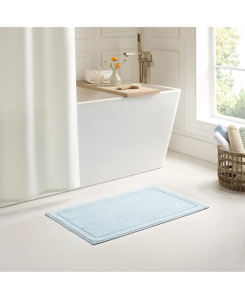 Host & Home Cotton Bath Rug, Stylish Textured Woven Design, Slip Resistant Backing, 5 Color Options, 2-Piece Set - 17x24 20x32