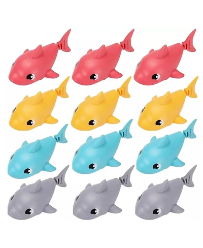 Sperric Toddler Wind-Up Floating Shark Bath Toys – 12PCS Colorful Swimming Sharks, Interactive & Battery-Free Water Play Set Bath, Pool & Summe