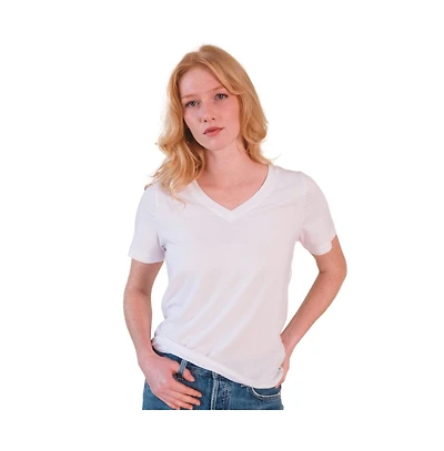 Poplinen Plus Louise Cotton + Tencel V-neck Tee