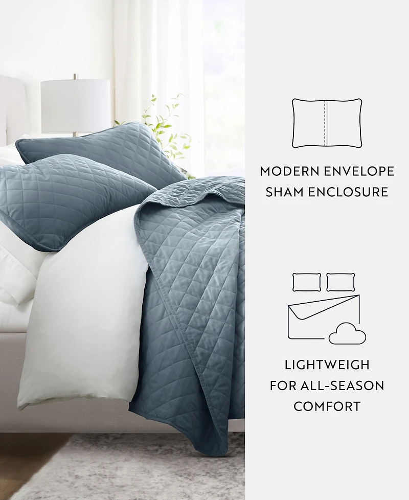 ienjoy Home Diamond Stitch 3-Pc. Lightweight Quilt Set, King/California King