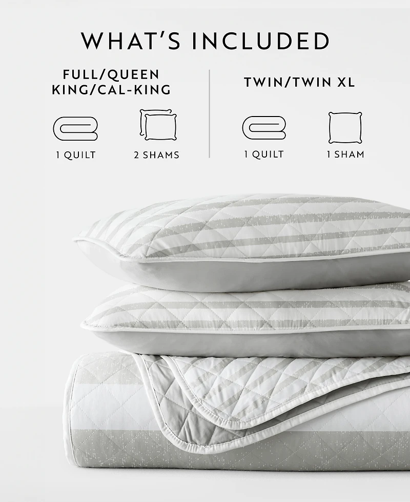 ienjoy Home Summer Stripes Reversible 3-Pc. Lightweight Quilt Set, King/California King