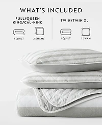 ienjoy Home Summer Stripes Reversible 3-Pc. Lightweight Quilt Set, King/California King