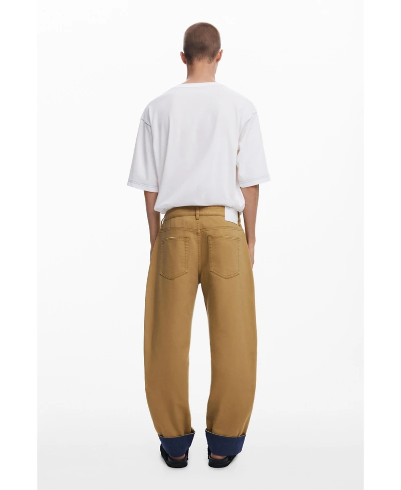 Desigual Men's Turn-up hem patch trousers