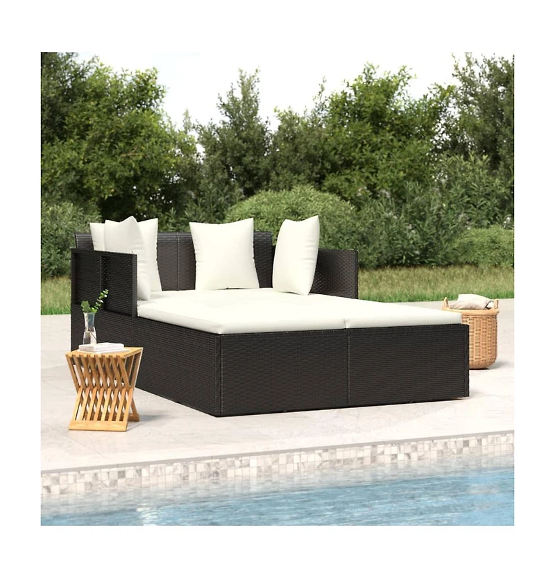 Sunbed with Cushions 71.7"x46.5"x24.8" Poly Rattan