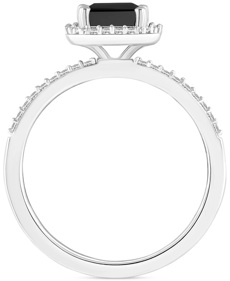 Lab-Created Ruby (2 ct. t.w.) & White Sapphire (1/4 Emerald-Cut Halo Ring 10k Gold (Also Additional Gemstones)