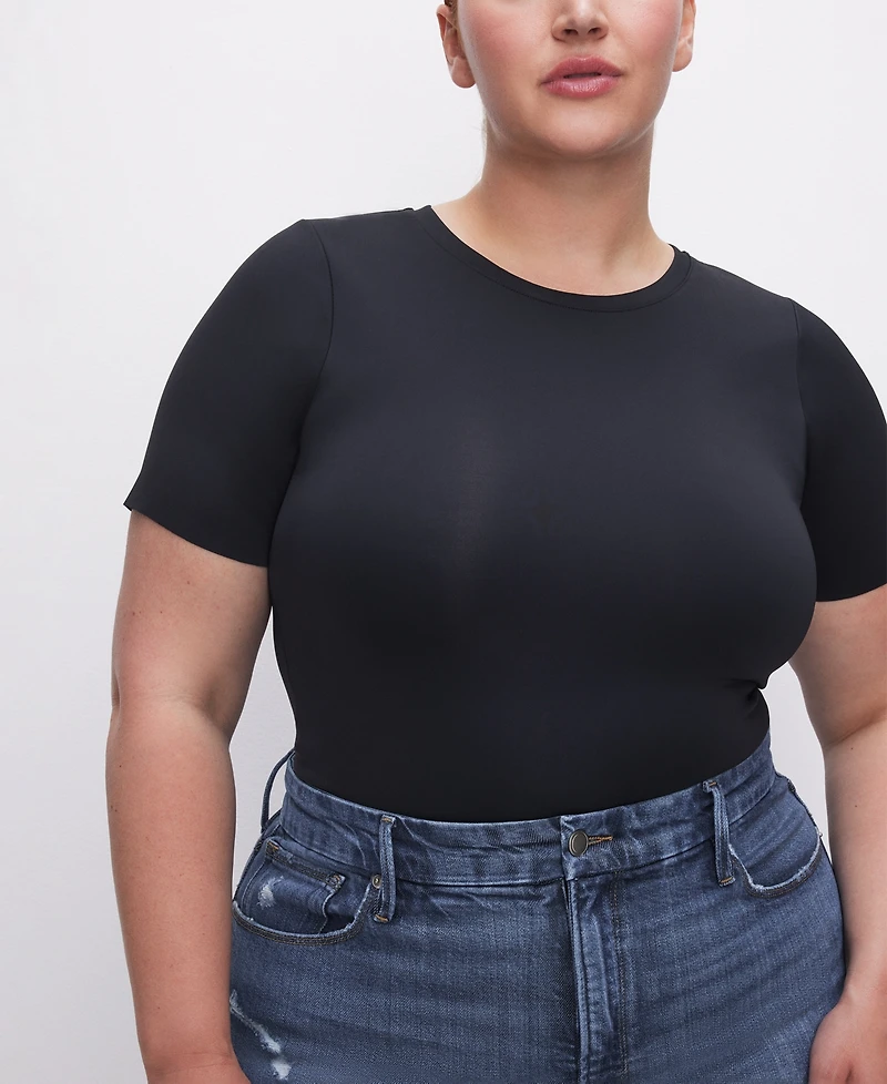 Good American Scuba Crewneck Short-Sleeve Bodysuit