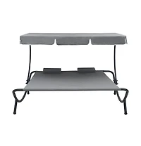 Patio Lounge Bed with Canopy and Pillows