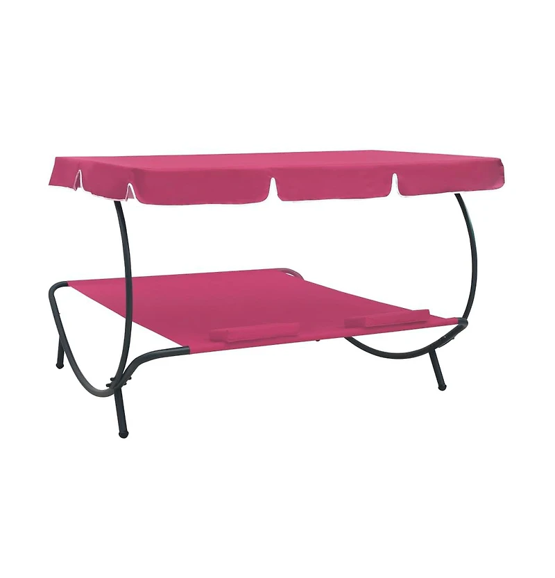 Patio Lounge Bed with Canopy and Pillows