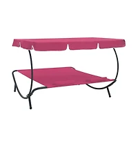 Patio Lounge Bed with Canopy and Pillows