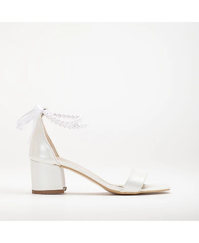 Illy Low Block Heel Sandals with Pearls