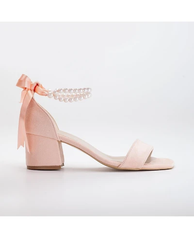 Illy Low Block Heel Sandals with Pearls