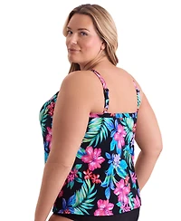 ShapeSolver by Mimi Flamingo Women's Barcelona Blues High Neck Tankini Swimsuit Top