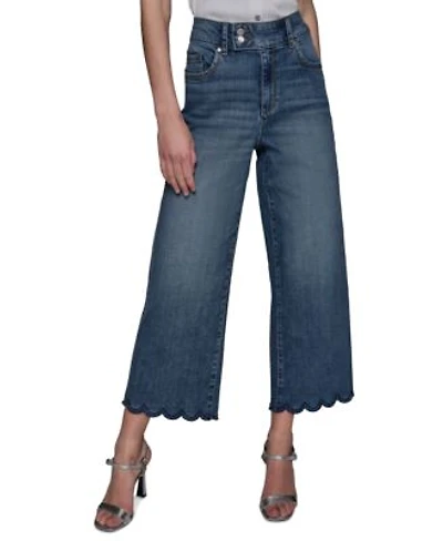 Karl Lagerfeld Paris Womens Scallop Cropped Denim Pants