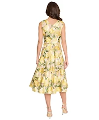 Tahari Asl Women's Floral-Embroidered A-Line Midi Dress