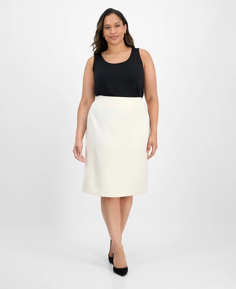 Le Suit Plus Tipped 3/4-Sleeve Jacket And Skirt Set