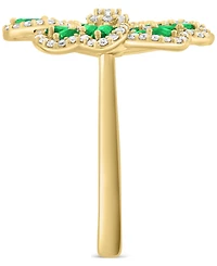 Effy Emerald (1-1/5 ct. t.w.) & Diamond (3/8 ct. t.w.) Clover Statement Ring in 14k Gold