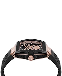 Philipp Plein Men's Automatic The Skeleton 2.0 Black Silicone Strap Watch 44mm