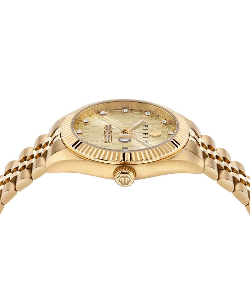 Philipp Plein Men's Date Superlative Gold Ion Plated Stainless Steel Bracelet Watch 41mm