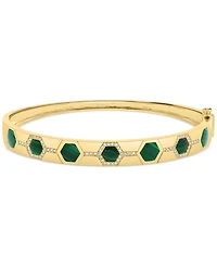 Effy Malachite & Diamond (1/5 ct. t.w.) Bangle Bracelet in 14k Gold-Plated Sterling Silver