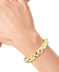 Effy Multi Gemstone (3-1/4 ct. t.w.) & Diamond (1/10 ct. t.w.) Scattered Bangle Bracelet in 14k Gold-Plated Sterling Silver
